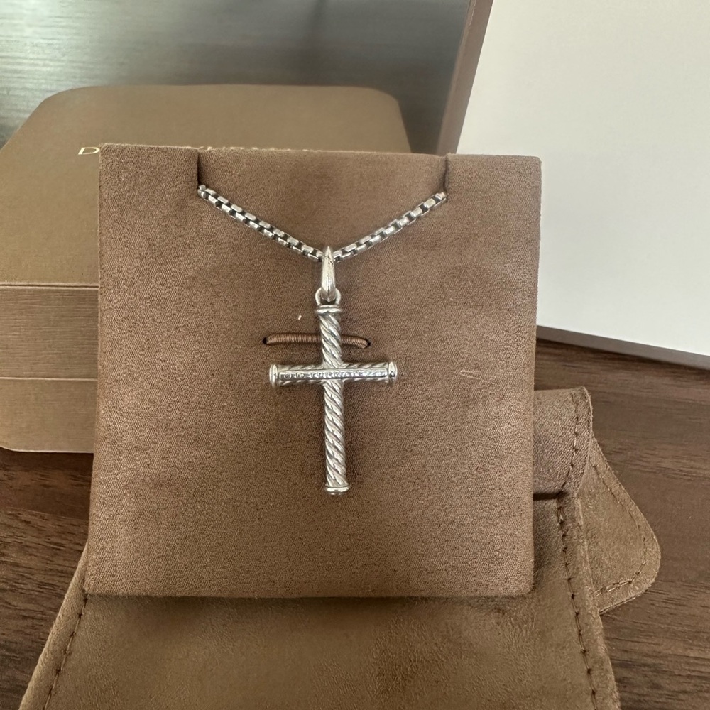 David Yurman Silver Cross Pendant Necklace
